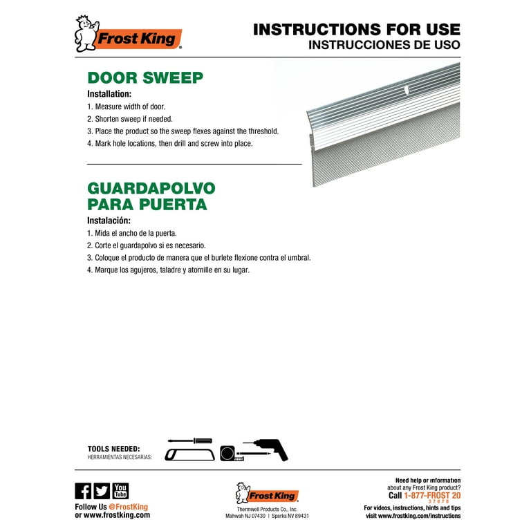 Frost King® A79/36H Premium Aluminum and Reinforced Rubber Door