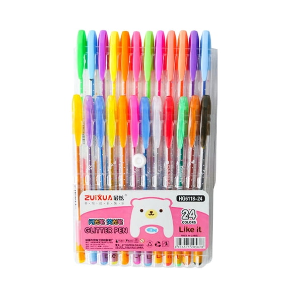 YEESHU Glitter Gel Pens Set, 24 Colors Sparkle Gel Marker for Adult Coloring Books, Shimmer Pen for Journaling Crafting Doodling Drawing Art Supply Use
