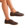 thumbnail image 7 of IEMIEMIEM Women's Faux Leather Oxford Flats Slip On No Laces Round Toe Casual Loafers Retro Soft Flat Walking Dress Shoes Brown 9 Wide, 7 of 7