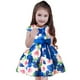 thumbnail image 2 of Hermosa de Niñas Flores Rosa Impreso De Moda Brillante Cuello Princesa Vacaciones Concierto Azul, 2 of 9