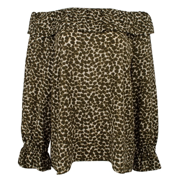 Women's Floral Print Off-The-Shoulder Ruffle Top-I-XS