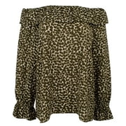 Women's Floral Print Off-The-Shoulder Ruffle Top-I-XS