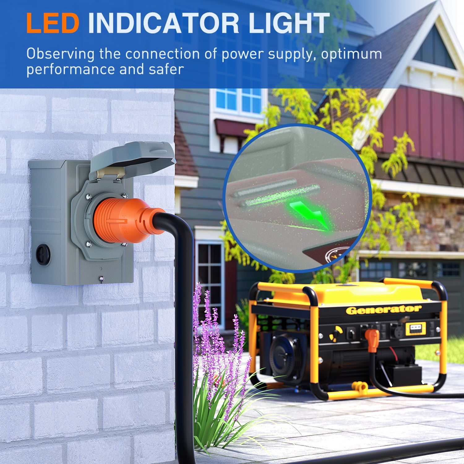 Nilight 30 AMP Generator Power Inlet Box 125/250V NEMA L14-30P Receptacle Box LED Indicator Pre-drilled ETL Listed Enclosed Lockable Box Waterproof Outlet for RV Camper Outdoor Use