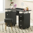 thumbnail image 4 of Costway Table de Manucure Roulante pour Ongles de Bureau avec 8 Roues Verrouillables et Collecteur de Poussière Électrique 3 Sacs à Poussière Repose-Poignet Noir, 4 of 9