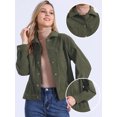 thumbnail image 2 of DARING DIVA Women's Corduroy Long Sleeve Button Down Shacket Jacket L Army Green, 2 of 6