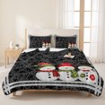thumbnail image 3 of Quilts Twin XL Size Bedding Set, Black Christmas Snowflakes Lightweight Quilted Comforter, Winter Xmas Cute Snowman Plaid Reversible Bedspread Coverlet with Pillow Covers for All Season, 68" x 98", 3 of 9