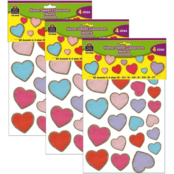 Teacher Created Resources Home Sweet Classroom Hearts Accents Assorted Sizes 60 Per Pack 3 Packs