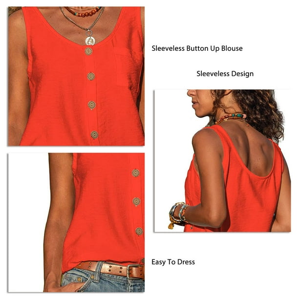 Blusas sin manga con botones hotsell
