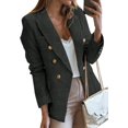 thumbnail image 1 of Womens Double Breasted Tweed Blazers Casual Long Sleeve Open Front Blazer Jackets Work Suits, 1 of 6