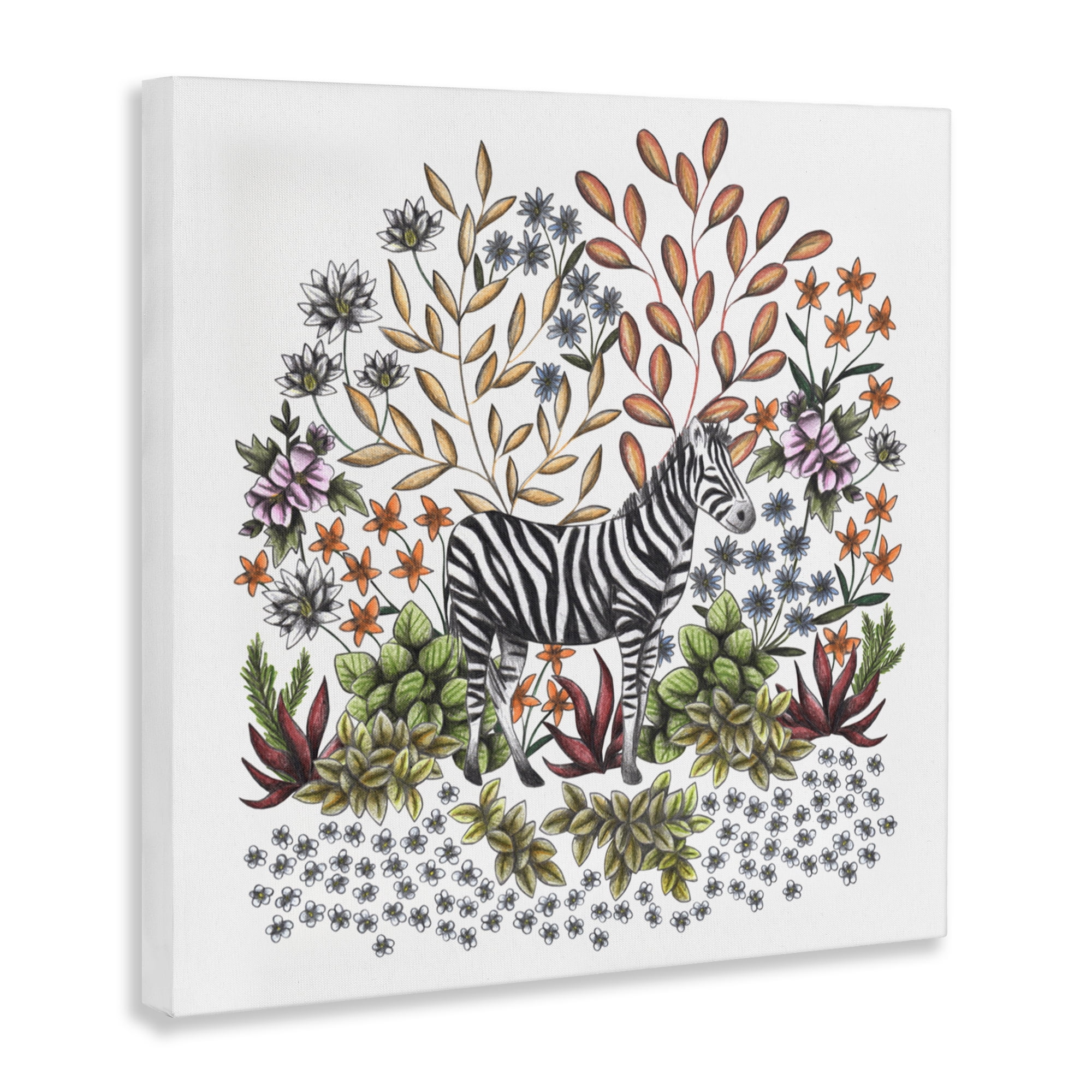 Jungle Wildlife Zebra Canvas Wall Art, design by Cecilia Battaini