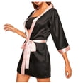 thumbnail image 3 of WTXUE Womens Pajamas | Robes Women Silk Long Sleeve Satin Robe with Belt Bathrobe | 1 Piece Black S, 3 of 8