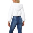 thumbnail image 3 of INSPIRE CHIC Women's Casual Faux Fur Coat Zip Up Hooded Cropped Fuzzy Fleece Jacket White L, 3 of 6