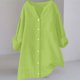 thumbnail image 3 of Camisa de lino con botones para mujer, top holgado y transpirable con cuello redondo, color liso para uso diario/verano 2025, 3 of 5