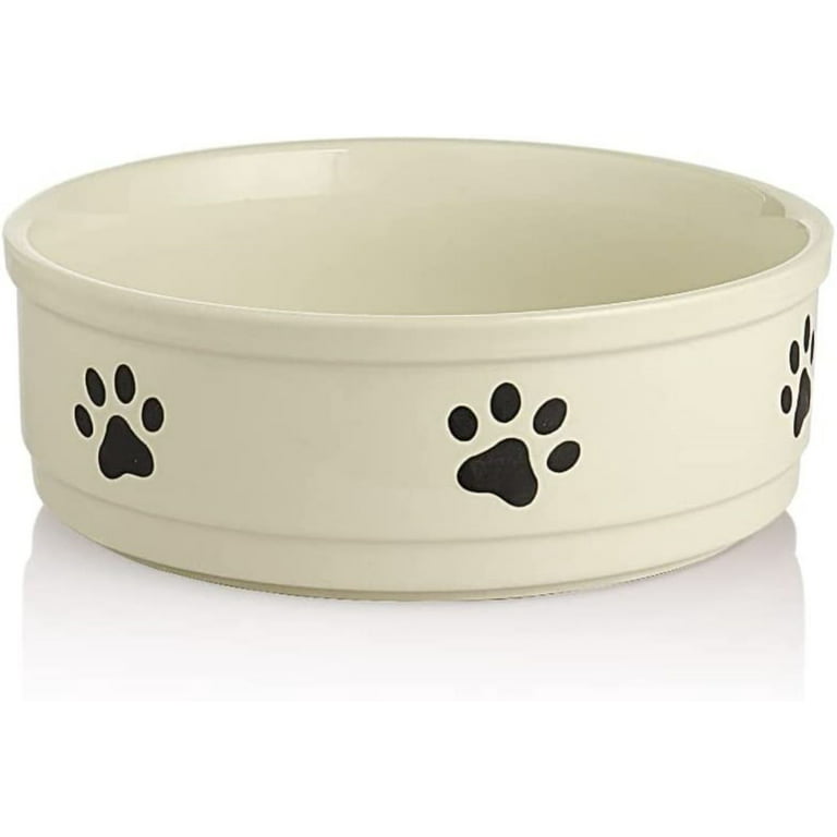 Sweejar Ceramic Dog Bowls with Bone Pattern, Dog Food Dish for Small Dogs,  Porcelain Pet Bowl for Water 16 Fl Oz