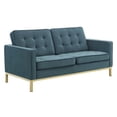 thumbnail image 2 of Modway Loft Gold Stainless Steel Leg Performance Velvet Loveseat in Gold Teal, 2 of 5