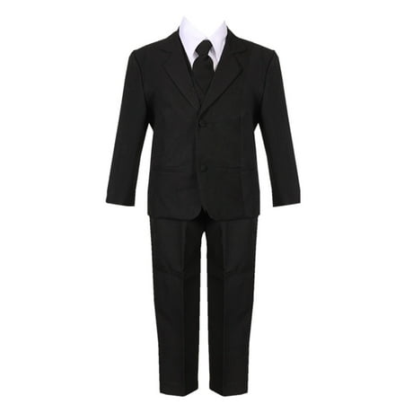 Little Boys Black 5 Piece Classic Vest Jacket Pants Special Occasion