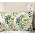 thumbnail image 4 of Floral Pillow Covers Set of 2 Green Yellow Beige Peony Throw Pillow Cover Soft Vintage Botanical Accent Flower Decorative Couch Cushion Cover for Bed Living Room Chair Sofa Pillow Cases 16x16 Inch, 4 of 6