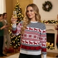 thumbnail image 6 of Tumao Christmas Sweaters for Women Family Couples Reindeer Snowflake Print Sweater Round Neck Long Sleeve Pullover Sweater Tops for Christmas, parties, 6 of 6