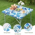 thumbnail image 4 of Blue Watercolor Triangle Pattern Square Fitted Tablecloth with Elastic Edge,Square Table Cover,Washable Elastic Table Cover for Home Kitchen Party Decor 36"x36", 4 of 6