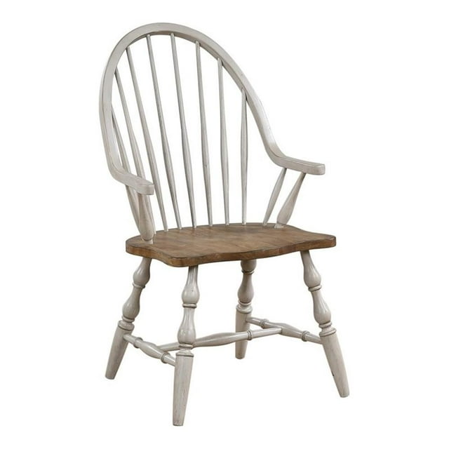 Sunset Trading Country Grove 18" Wood Windsor Dining Chair with Arms in Gray