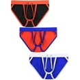 thumbnail image 4 of TANBOM Men's Sexy Triangle Swim Trunks Adjustable Drawstring Bulge Pouch Polyamide Comfortable Orange Black Blue L, 4 of 5
