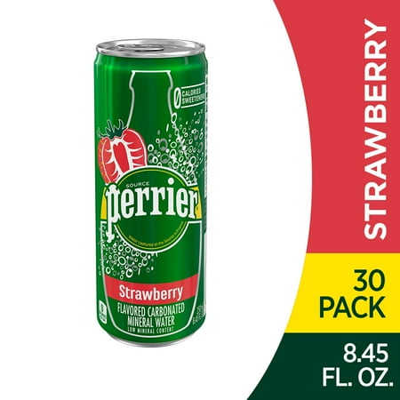 - Perrier Strawberry Flavored Carbonated Mineral Water, 8.45 fl oz. Slim Cans (30 Count)