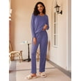 thumbnail image 4 of Ekouaer 2 Pack Women's Pajama Set Soft Long Sleeve Sleepwear Loungewear Pjs Sets with Pockets, 4 of 6