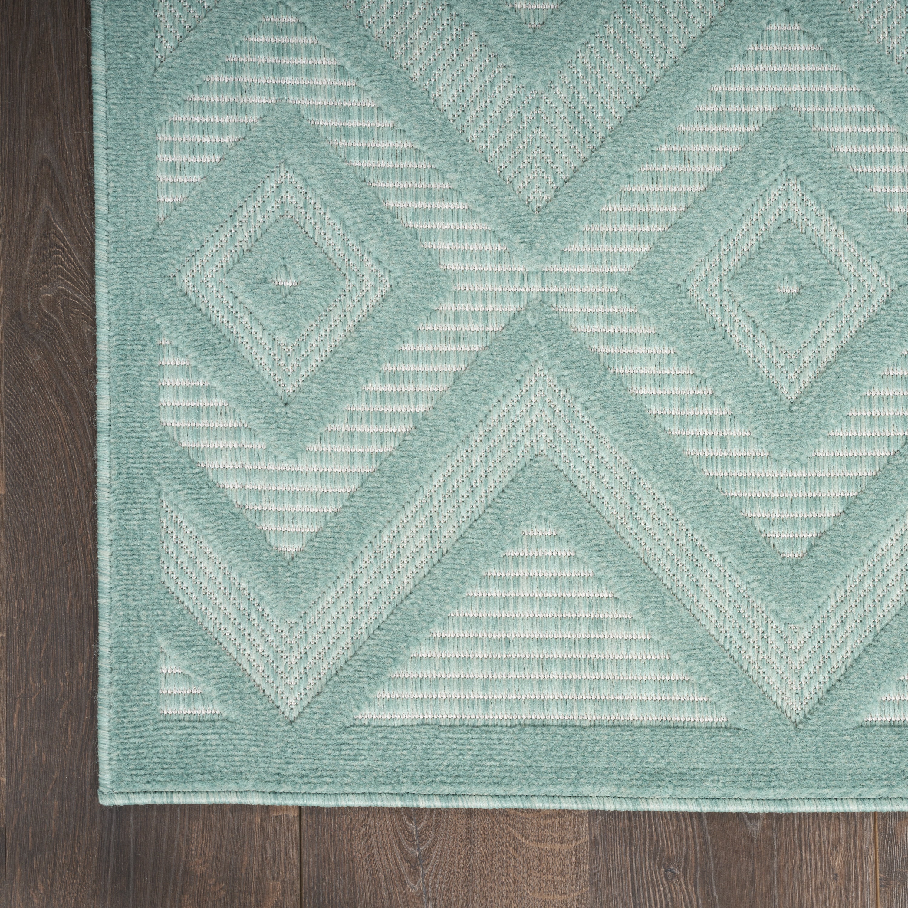 Nourison Versatile Indoor/Outdoor Aqua/Teal 8' x 10' Area Rug, (8x10)