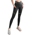 thumbnail image 3 of WLJ Women Solid Color Cross Lace Up Waist Mesh Splicing Yoga Pants, 3 of 7