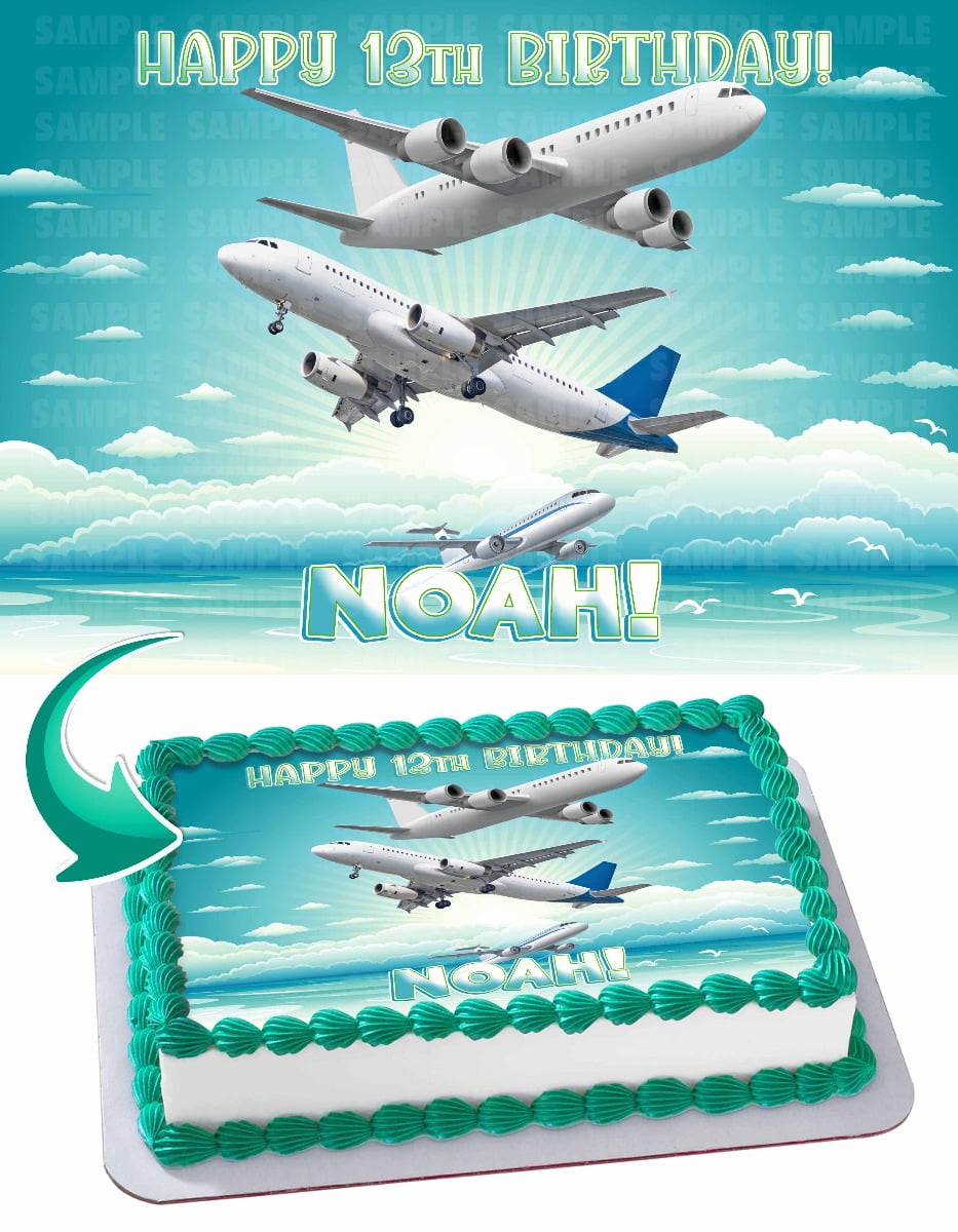 Airplane Aircraft - Edible Cake Topper - 11.7 x 17.5 Inches 1/2 Sheet