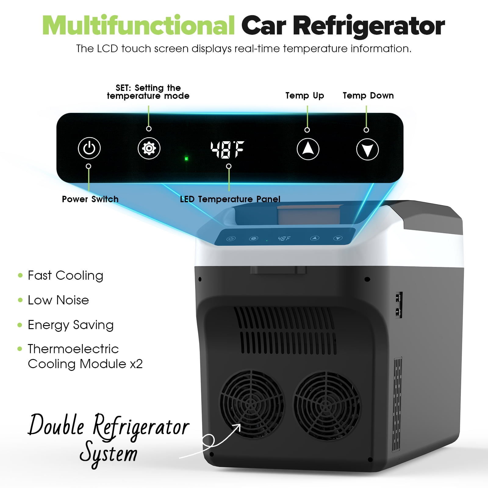 Advwin 23QT Electric Cooler & Warmer, Portable 12V Car Refrigerator Plug-in Coolers for Vehicles, Camping, Travel, RV, Black