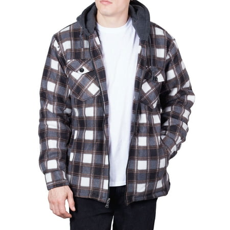 - Walnut Creek Mens Flannel Hoodie Mens Jackets Zip Up Fleece Sherpa Lined Shirt (2XL-Tall, Blk/Wht/Choc)