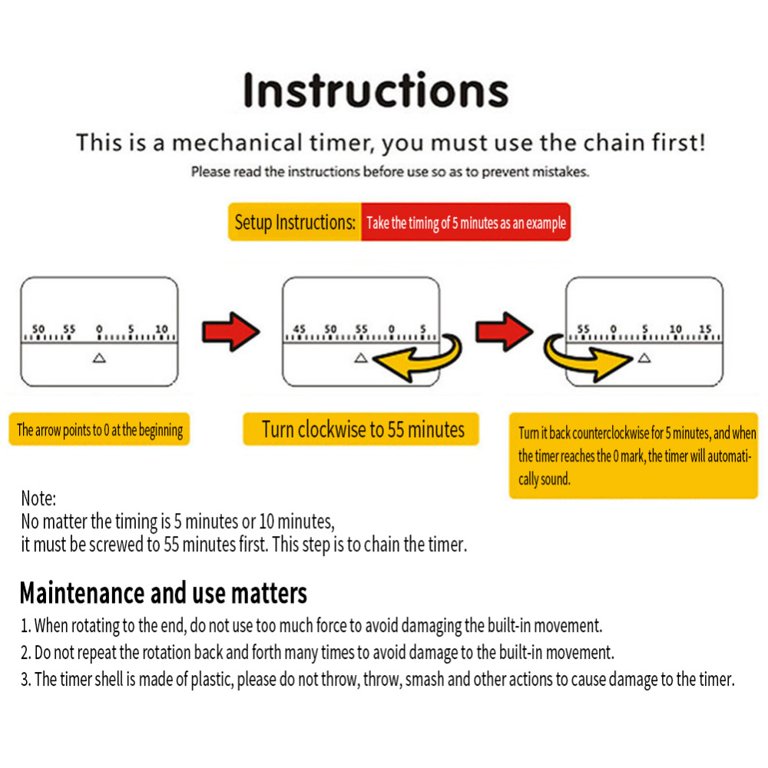 Kitchen Timer, User Guide,note: Do Not Use It In A Noisy