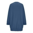 thumbnail image 5 of pstuiky Sweatshirts, Women Solid Color Round Neck Long Sleeve Sweatshirt Tailored Fit Stylish Oversized Outwear Jackets Sweatshirts Blue XXL, 5 of 6
