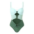 thumbnail image 6 of Ramiter One Piece Swimsuit Women's Swimwear Expressionist Lisa High Neck Underwire Bra One Piece Swimsuit(Green,2XL), 6 of 8