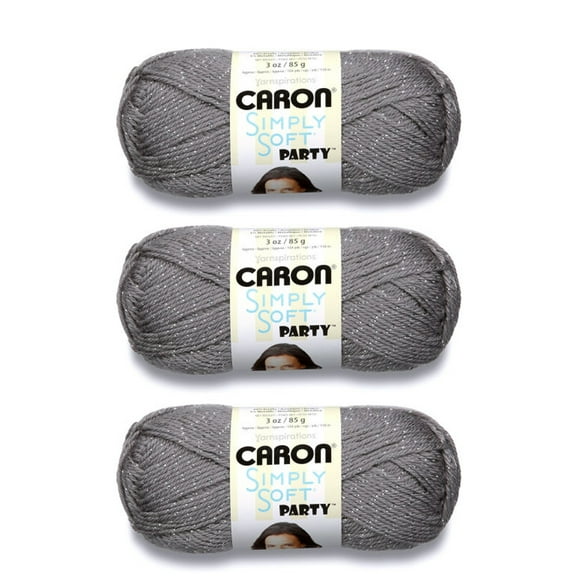 Caron Simply Soft Party Platinum Sparkle Yarn - 3 Pack of 85g/3oz - Acrylic - 4 Medium (Worsted) - 164 Yards - Knitting/Crochet