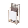 thumbnail image 3 of Towel Rack Freestanding 3-Bar - Hand Towel Drying Stand with Storage Shelf - Fir Wood - Washed White/Rustic Brown - 18" x 9" x 34", 3 of 3