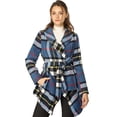 thumbnail image 1 of INSPIRE CHIC Manteau Court Ouvert à Carreaux à Ourlet Asymétrique et Col Rabattu pour Femmes, 1 of 6