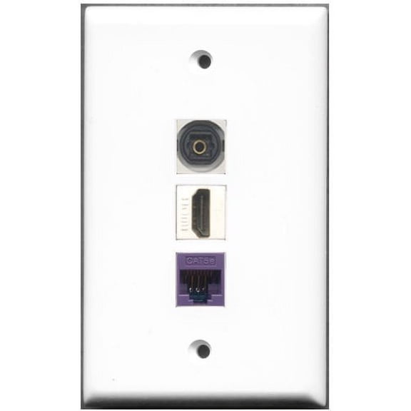RiteAV - 1 Port HDMI 1 Toslink 1 Cat5e Ethernet Purple Wall Plate