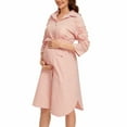 thumbnail image 5 of Fesfesfes Maternity Shirt Dress for Pregnant Women Striped Three-Quarter Sleeve Button Down Casual Dress Breastfeeding Friendly Office Wear(Pink,S), 5 of 8