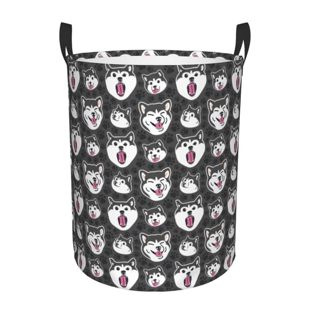 Balery Husky Cesta de ropa redonda con asas, impermeable, independiente, para ropa, juguetes, dormitorio y familia-Medium