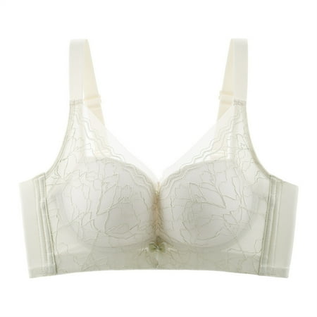 Lisbinx Bras for Women Full Coverage Woman s Lace Embroidered Glossy Comfortable Breathable Bra Underwear No Rims Seasonal Discounts