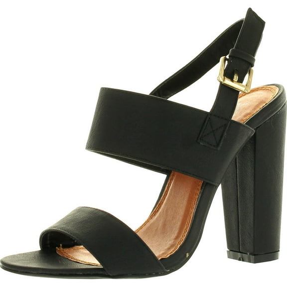 Static Footwear FAY-1 Women's Round Toe Buckle Ankle Strap Chunky Heel Dress Sandals, Black, 5.5