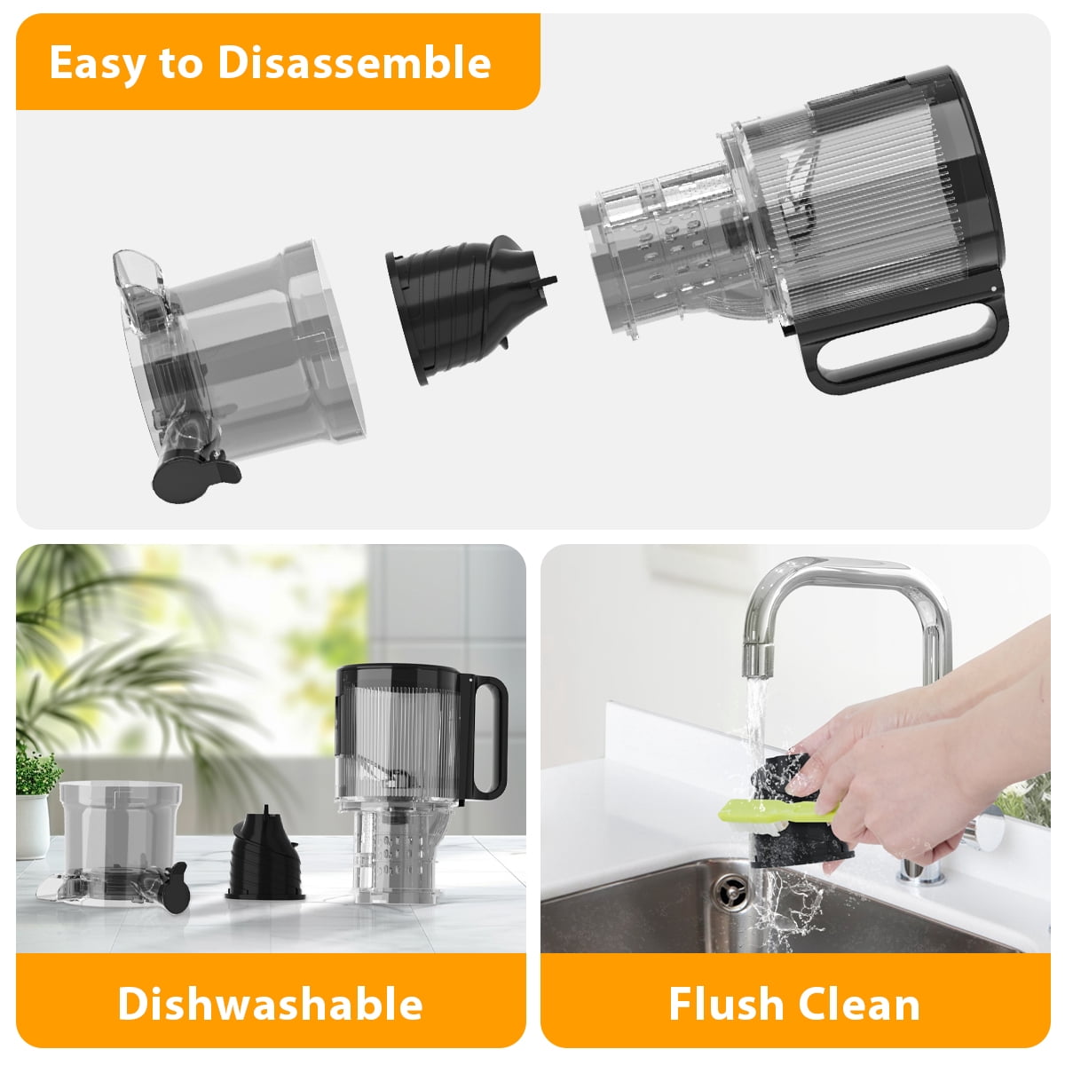 Aeitto Mega4 Cold Press Juicer, Juicer Machines with 4.35" Large Feed Chute for Whole Fruits & Vegetables, Slow Juicer Easy to Clean, Juice Extractor Self Feeding, Easy to Assemble
