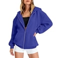 thumbnail image 2 of Resicozy Zip Up Hoodies for Women Y2K Sweatshirt Casual Long Sleeve Hoodies Oversized Fall Spring Winter Jacket with Pockets Royal Blue 2XL, 2 of 5