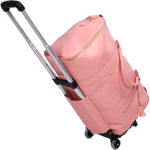 Convertible Carry On Garment Bag with Wheels, Rolling Suit Travel Duffel with Shoe Pouch & Detachable Strap, Vintage Luggage for Men Women