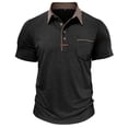 thumbnail image 5 of Qwertyu Men’s Athletic Short Sleeve Polo Shirts Casual Summer Golf Shirts Buttons Collared Solid T Shirts with Pocket Black 2XL, 5 of 6