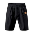 thumbnail image 2 of Men's Shorts Cargo Big And Tall Fashion Summer Linen Solid Color Elastic Waist Drawstring Pocket Shorts, 2 of 8