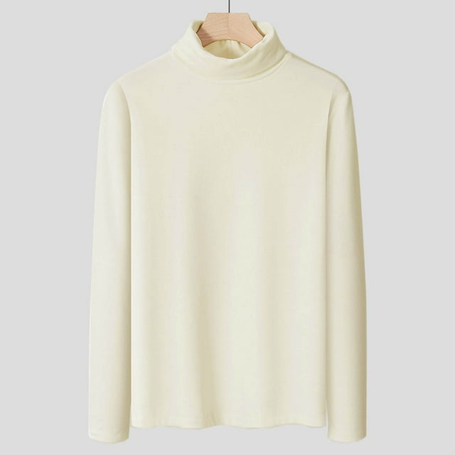 Timegard Fall Tops for Men High Neck Long Sleeve Comfy Thermal Underwear Solid Color Casual Shirts Tops