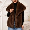 thumbnail image 5 of LWFFDAW Women's Faux Fur Vest Wide Collar Sleeveless Plush Jacket Fall Winter Warm Loose Outerwear with Pockets, 5 of 6